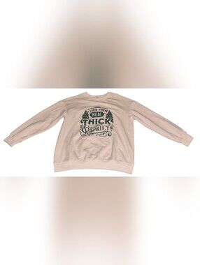 Source Unknown Cream Crewneck Sweatshirt with Green Graphic